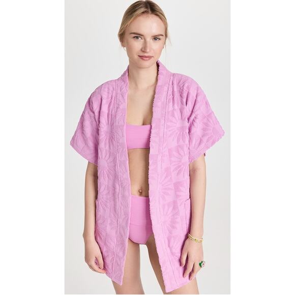 L*Space Soleil Pink Floral Sun terrycloth Robe XS/S - Picture 8 of 9